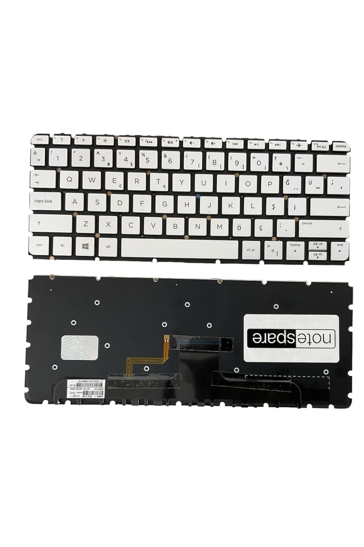 Hp ile Uyumlu Envy 13-ab000nt (X9Y43EA), 13-ab001nt (X9Y45EA) Klavye Işıklı Gümüş Gri TR