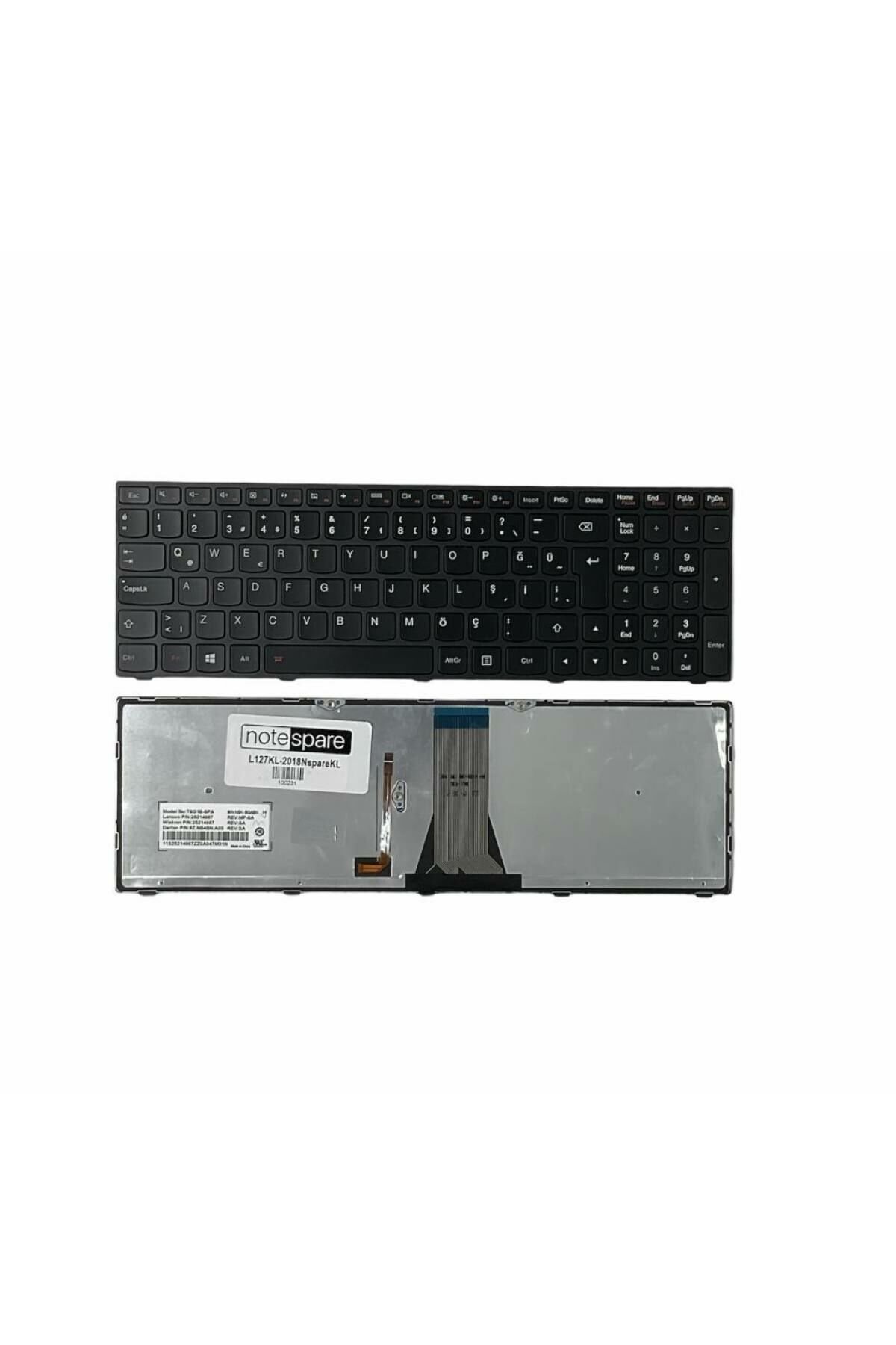 Lenovo ile Uyumlu IdeaPad 500-15ISK 80NT00UWTX, 500-15ISK 80NT00UXTX Işıklı Klavye Siyah TR