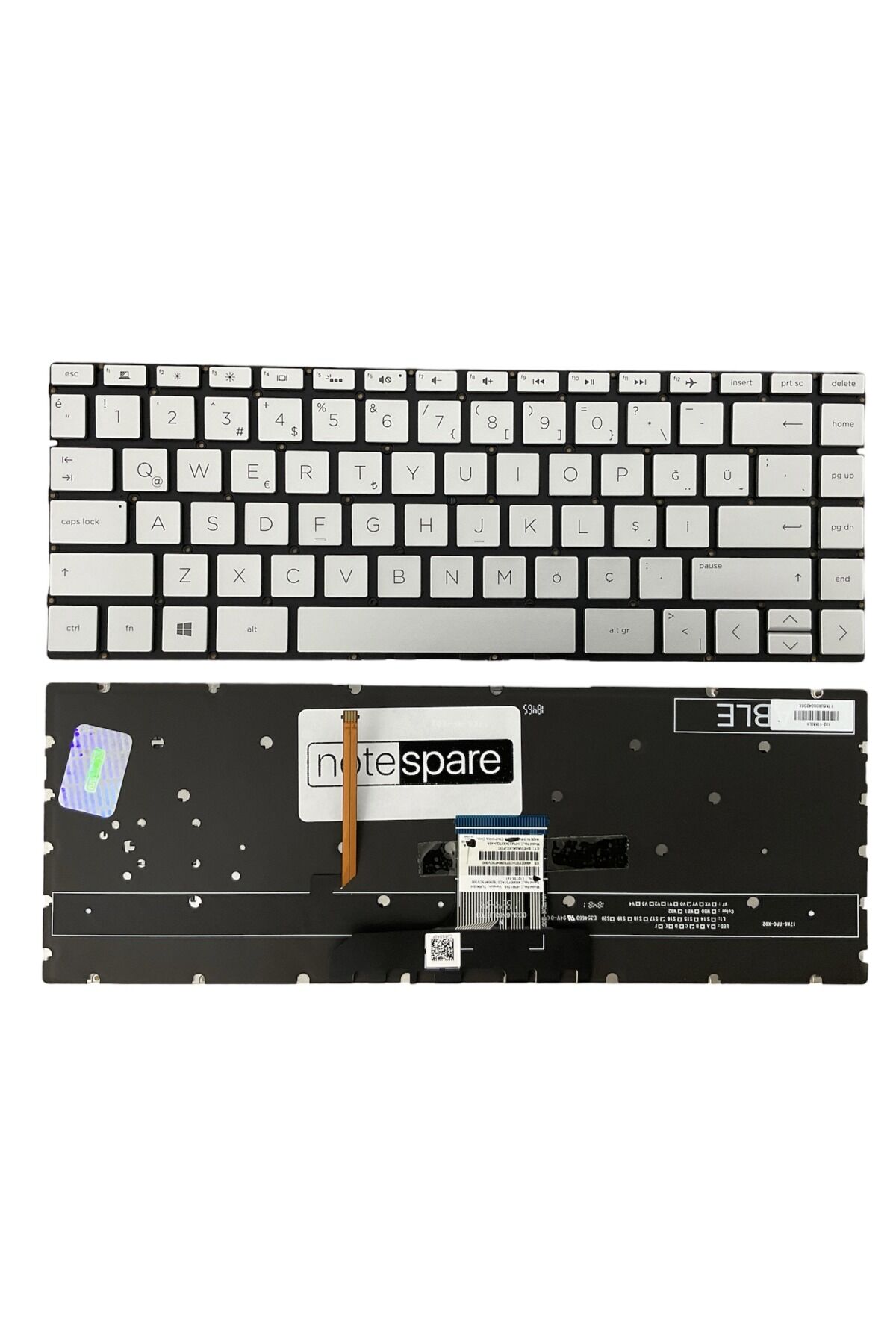 Hp ile Uyumlu Envy L70933-001, L70933-141 Klavye Işıklı Gümüş Gri TR