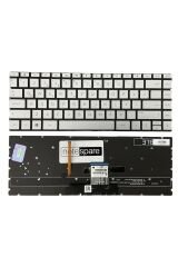 Hp ile Uyumlu Envy L70933-001, L70933-141 Klavye Işıklı Gümüş Gri TR