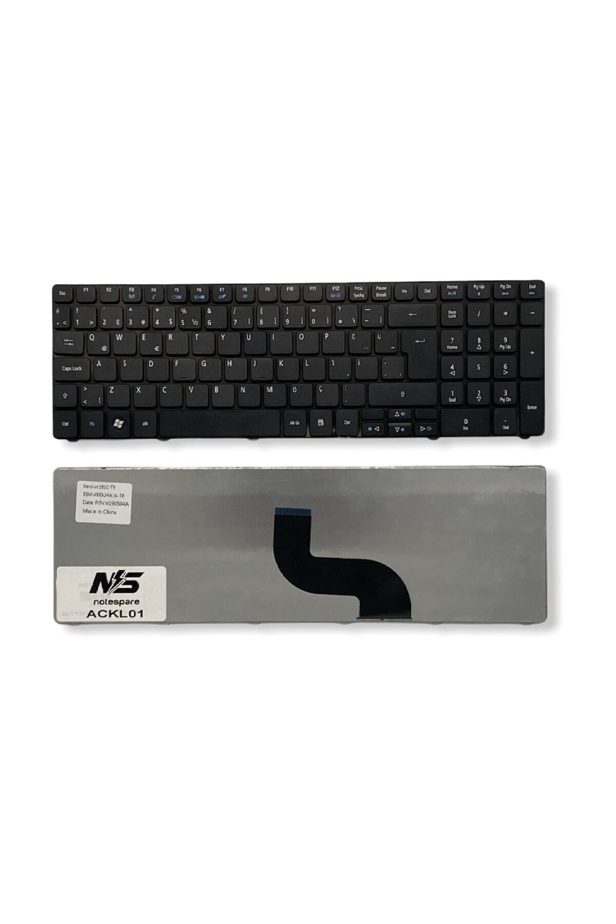 Acer ile Uyumlu 5552G-N954G32, 5552G-N954G50Mnkk, 5552-P343G32Mnrr Notebook Klavye Siyah TR