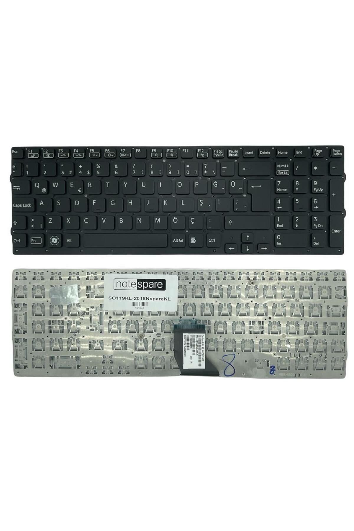 Sony ile Uyumlu Vaio VPCCB2C5E, VPCCB2M0E, VPCCB2M1E, VPCCB2M8E Notebook Klavye Siyah TR