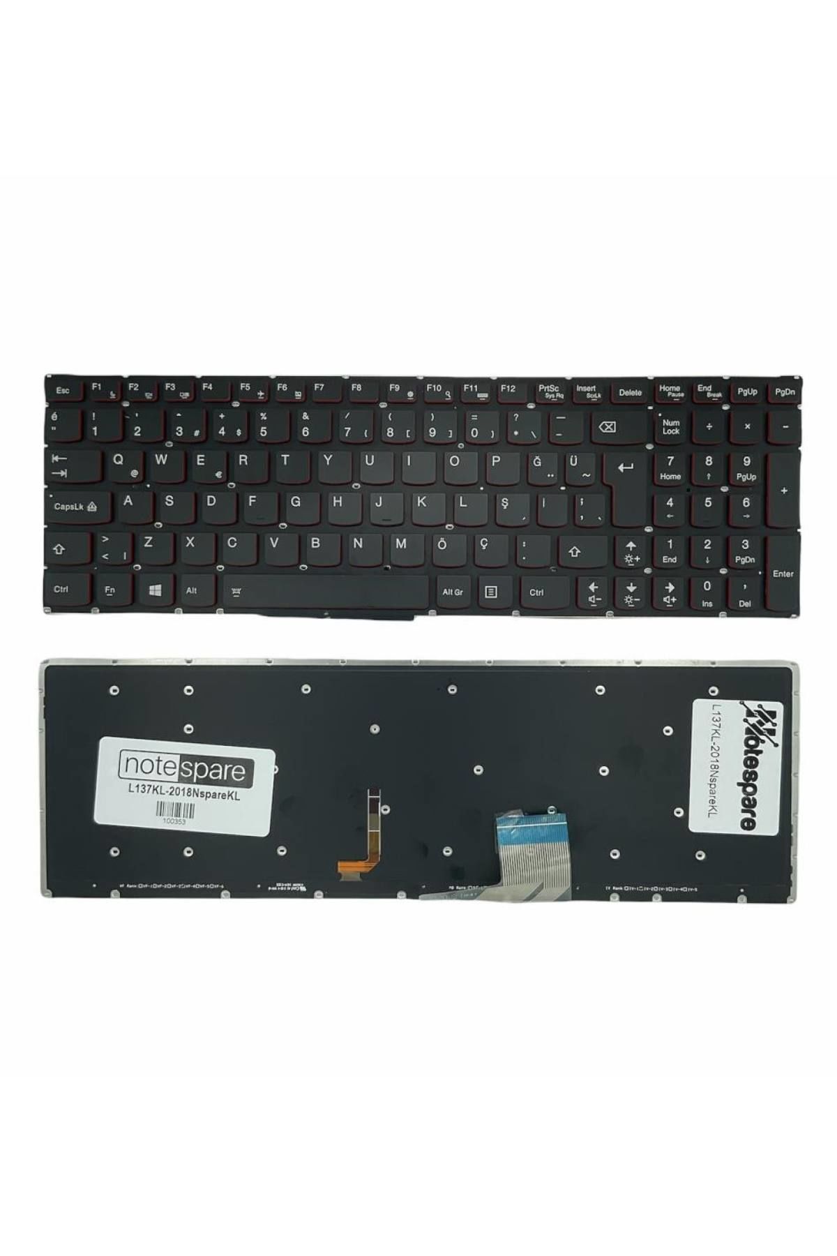 Lenovo ile Uyumlu Y50-70 Type 80DT, Y50-70 Type 80EJ Notebook Klavye Işıklı Siyah TR