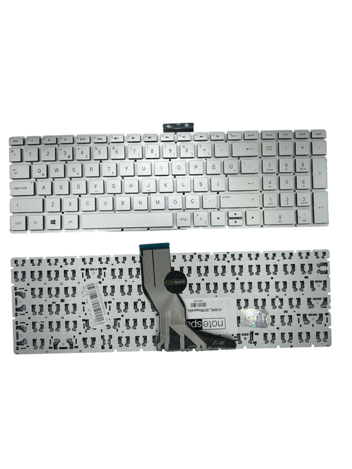 Hp ile Uyumlu 15-BS121NT (7GN58EA), 15-BS122NT (7WJ83EA) Klavye Gümüş Gri TR