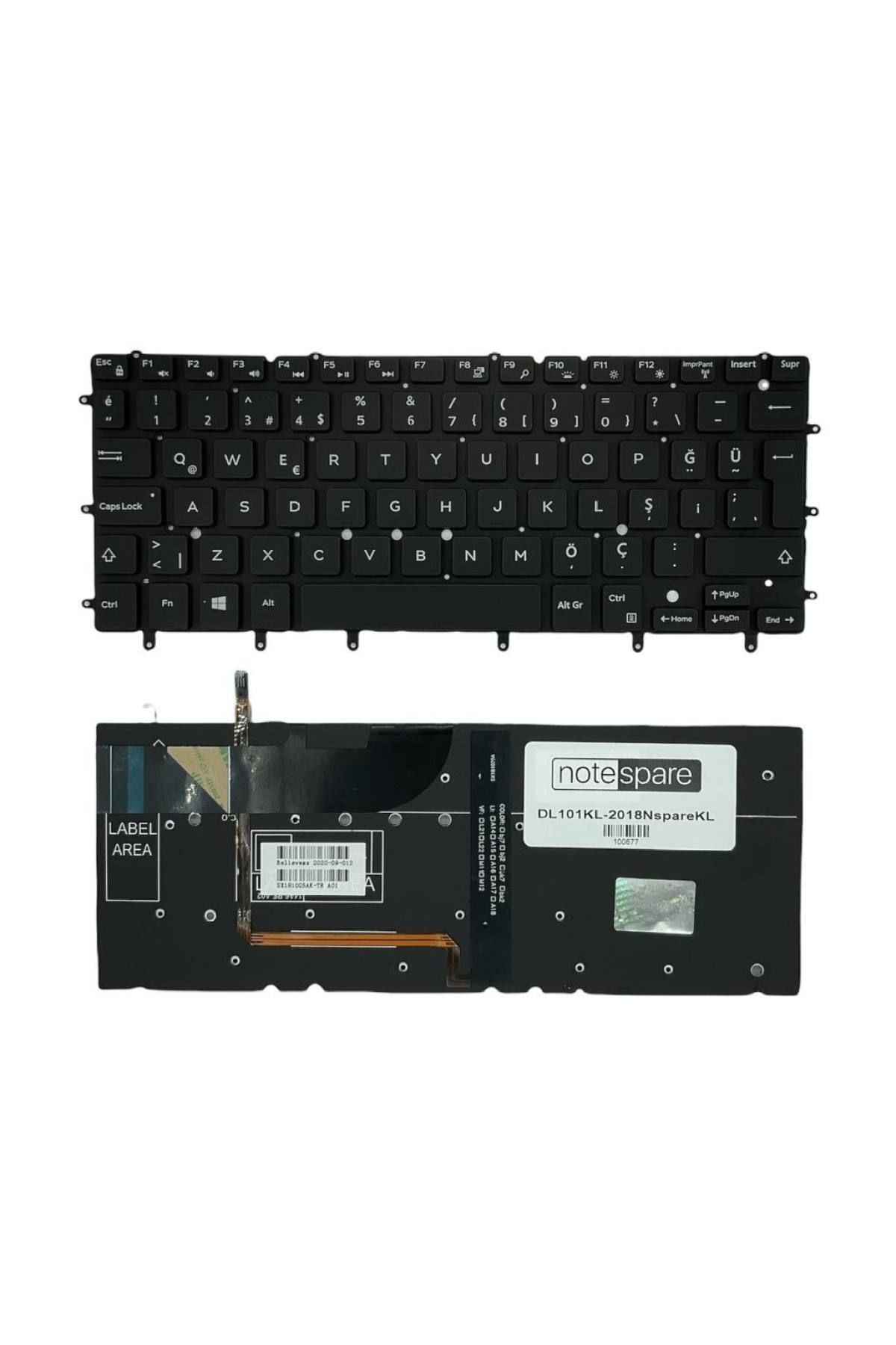 Dell ile Uyumlu Inspiron 04XVX6, 07DTJ4, 7DTJ4, 08FC81, 8FC81 Notebook Klavye Işıklı Siyah TR