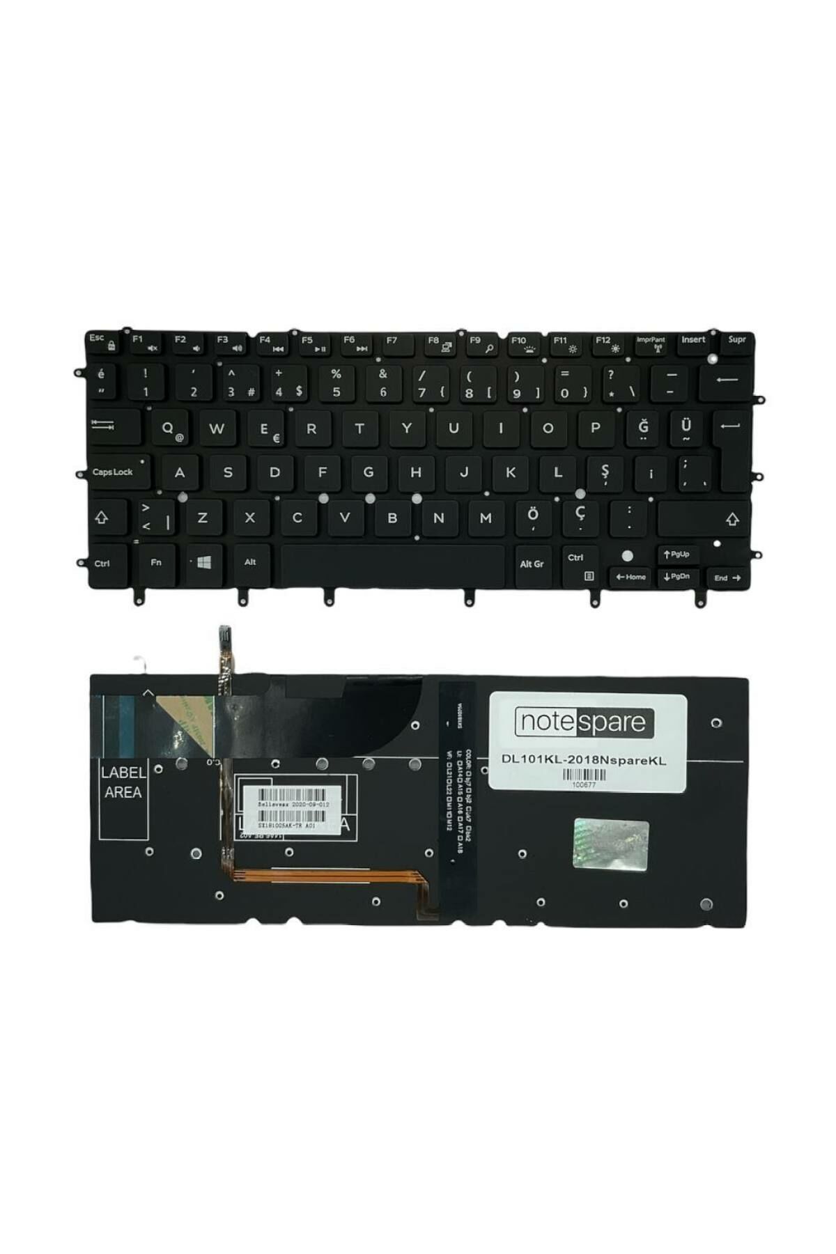 Dell ile Uyumlu XPS 13-9360, 15 5510, 15 7568, 15 7558 Notebook Klavye Işıklı Siyah TR
