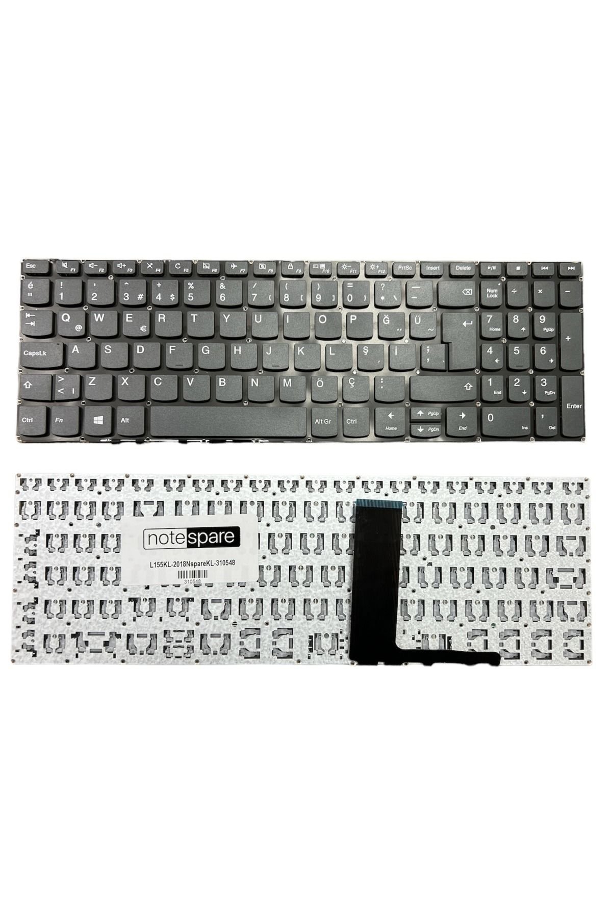Lenovo ile Uyumlu V330-15IKB 81AX00EUTX Klavye Füme TR Power Tuşsuz Versiyon