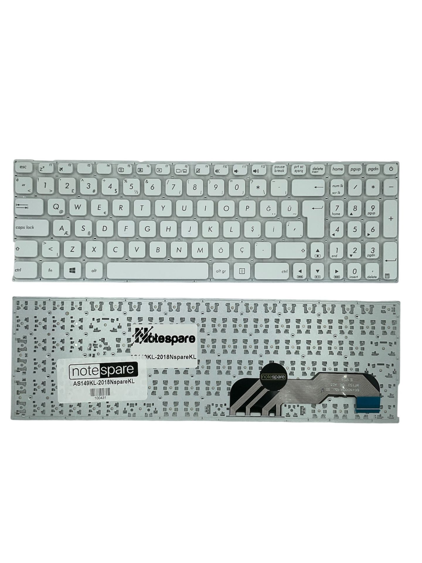 Asus ile Uyumlu A541NC, D541, D541NC Notebook Klavye Beyaz TR