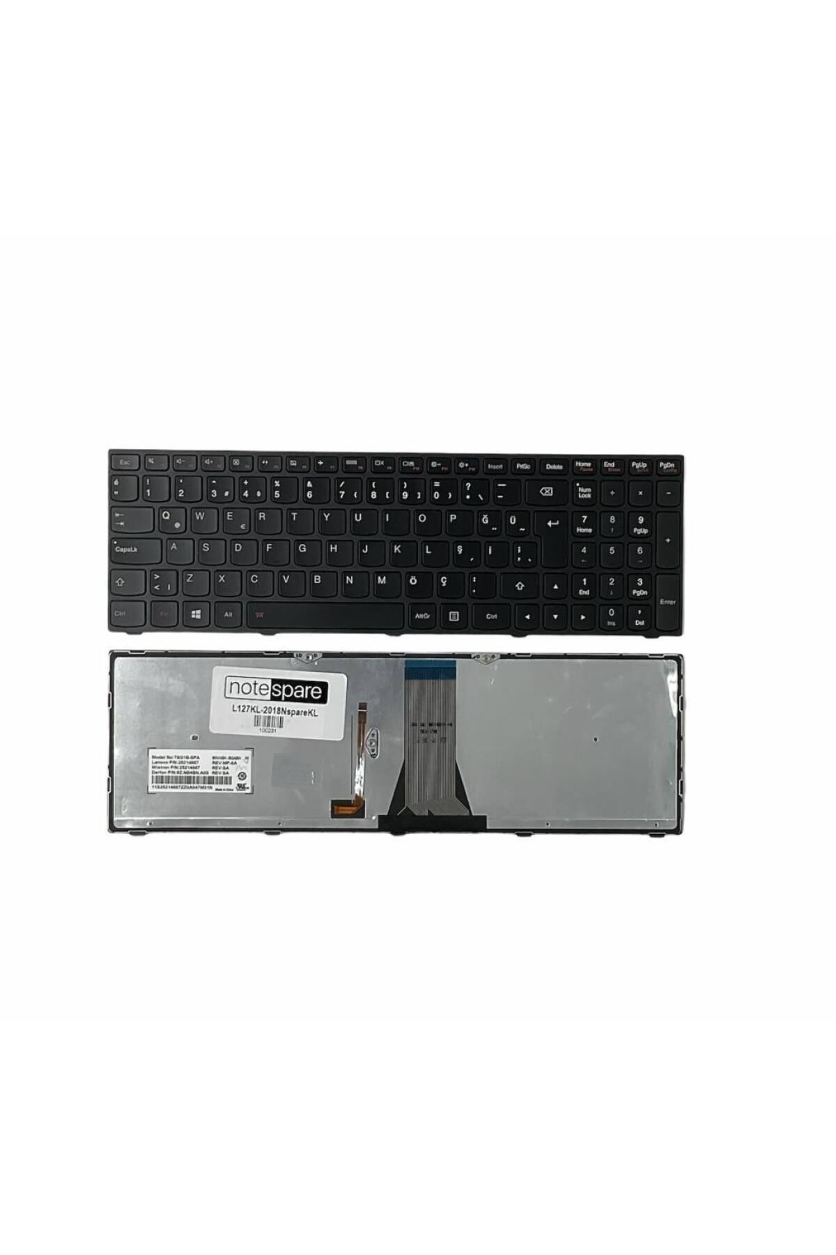 Lenovo ile Uyumlu G7080 Type 80FF, G70-80 Type 80FF Işıklı Klavye Siyah TR