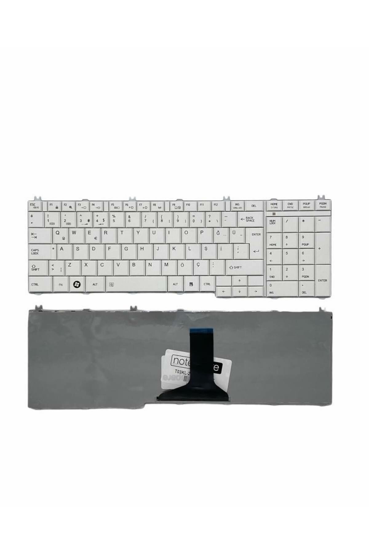 Toshiba ile Uyumlu Satellite C660-1MN, C660-1MP, C660-1MQ, C660-1MR Notebook Klavye Beyaz TR