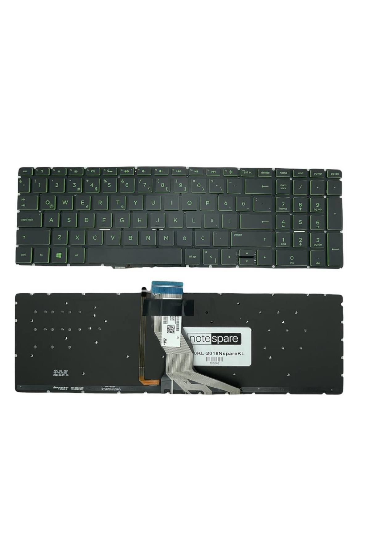 Hp ile Uyumlu 15-BW051NT, 15-BW053NT, 15-BW054NT, 15-CB001NT Işıklı Klavye YEŞİL TR