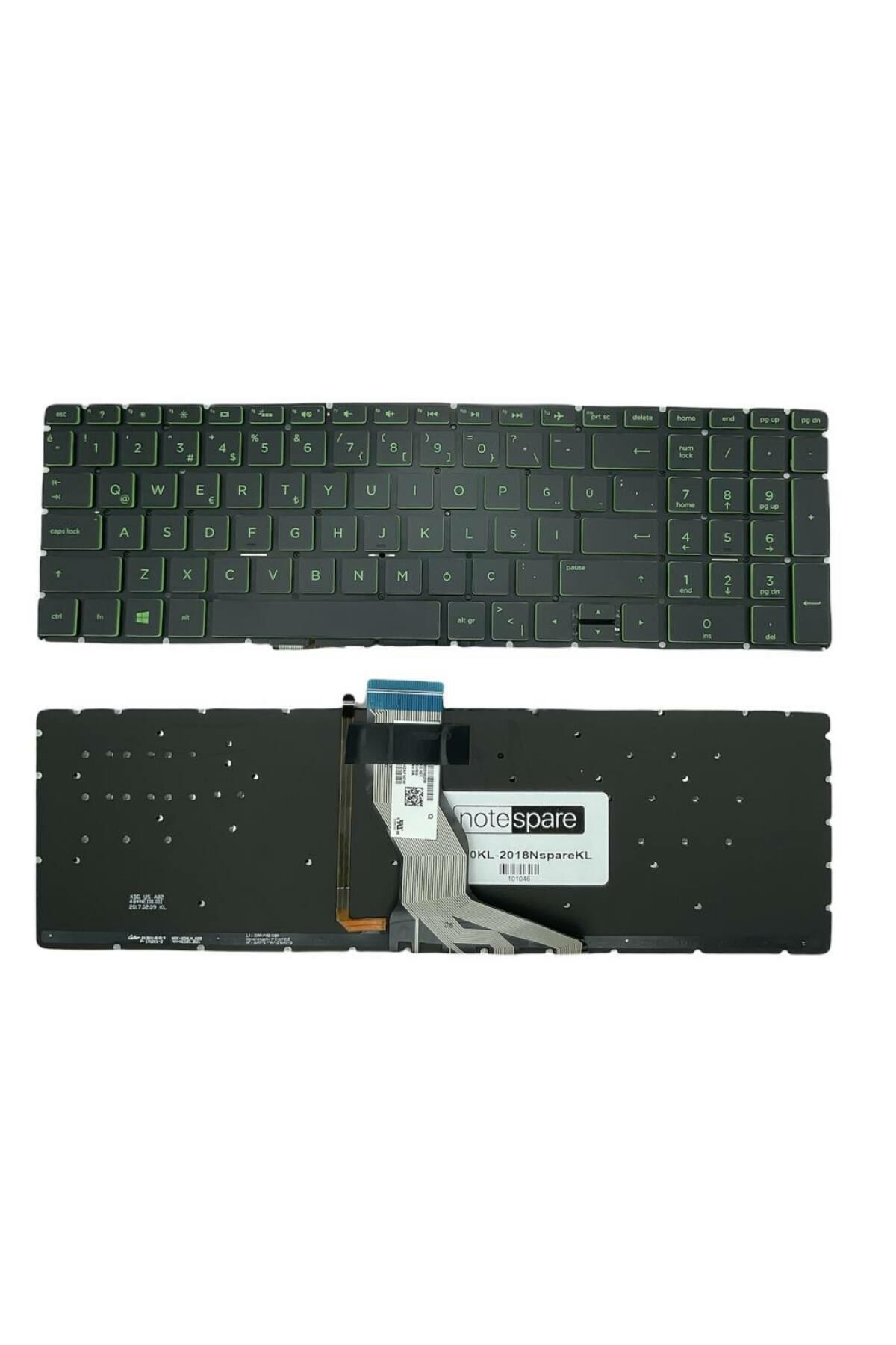Hp ile Uyumlu 15-CC108NT, 15-CC109NT, 15-CC110NT, 15-CC111NT Işıklı Klavye YEŞİL TR