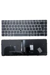 Hp ile Uyumlu EliteBook 840 G3, 840 G4, 848 G3, 848 G4 Klavye Işıklı Siyah TR Gümüş Çerçeveli