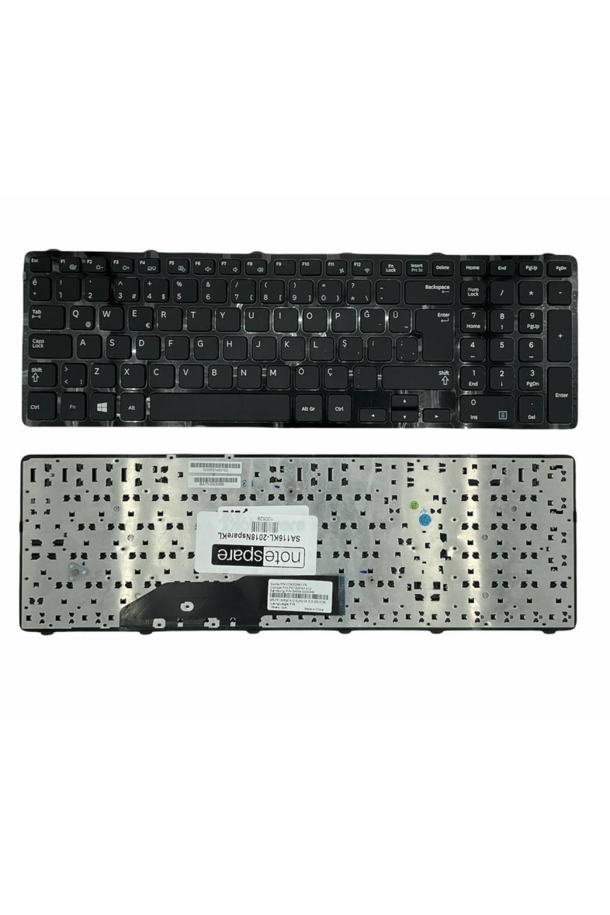 Samsung ile Uyumlu NP550E7C, NP550P7C Notebook Klavye Siyah TR