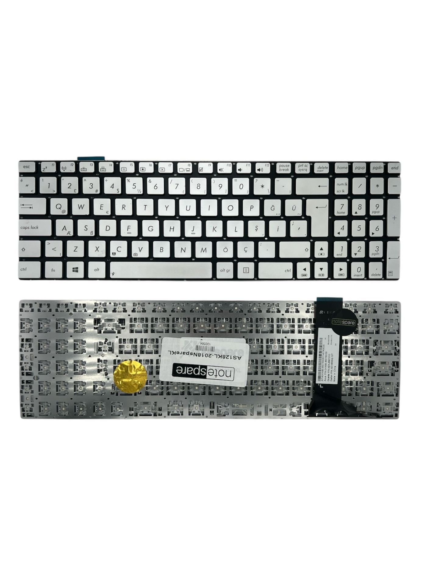 Asus ile Uyumlu N750JK-T4109H Notebook Klavye Gümüş Gri TR