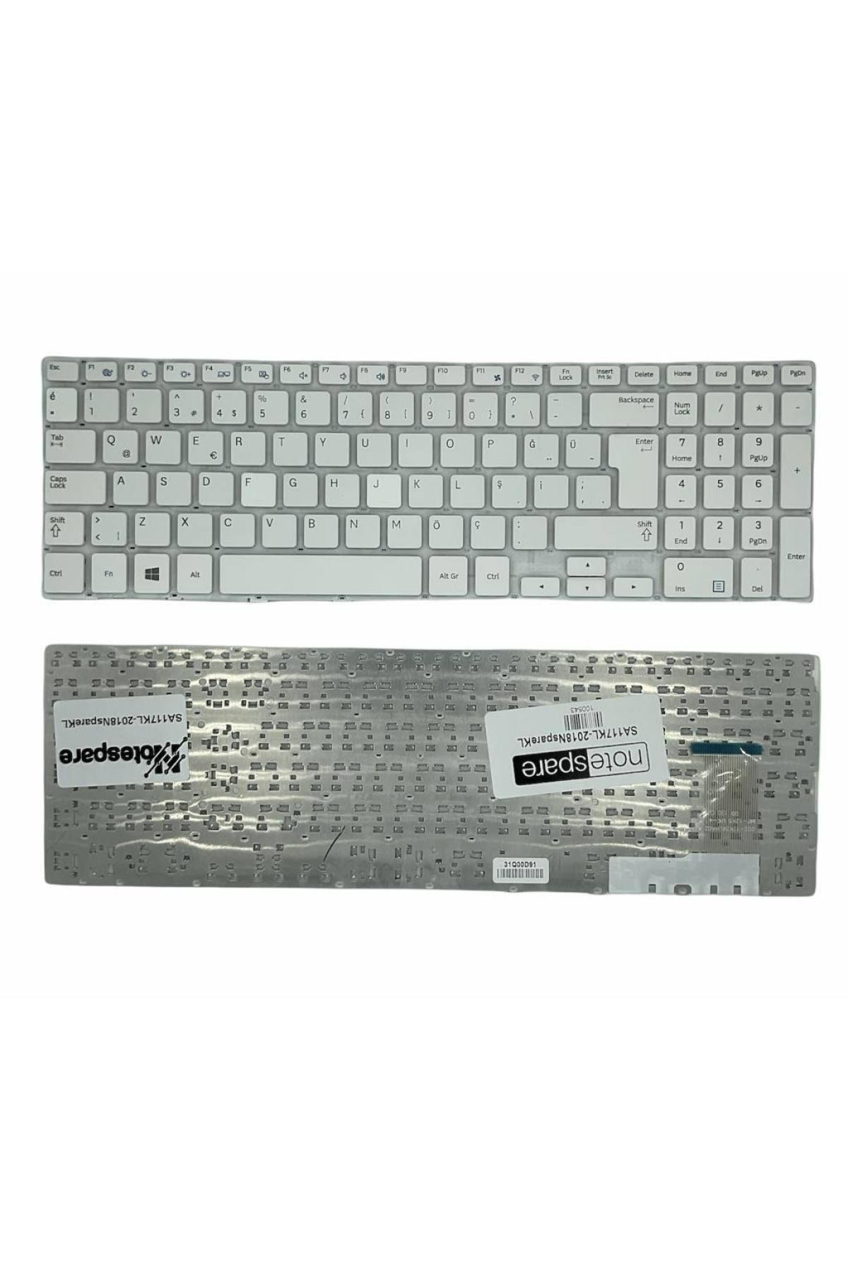 Samsung ile Uyumlu NP450R5G-X03TR, NP450R5G-X06TR, NP450R5G-X07TR Notebook Klavye Beyaz TR