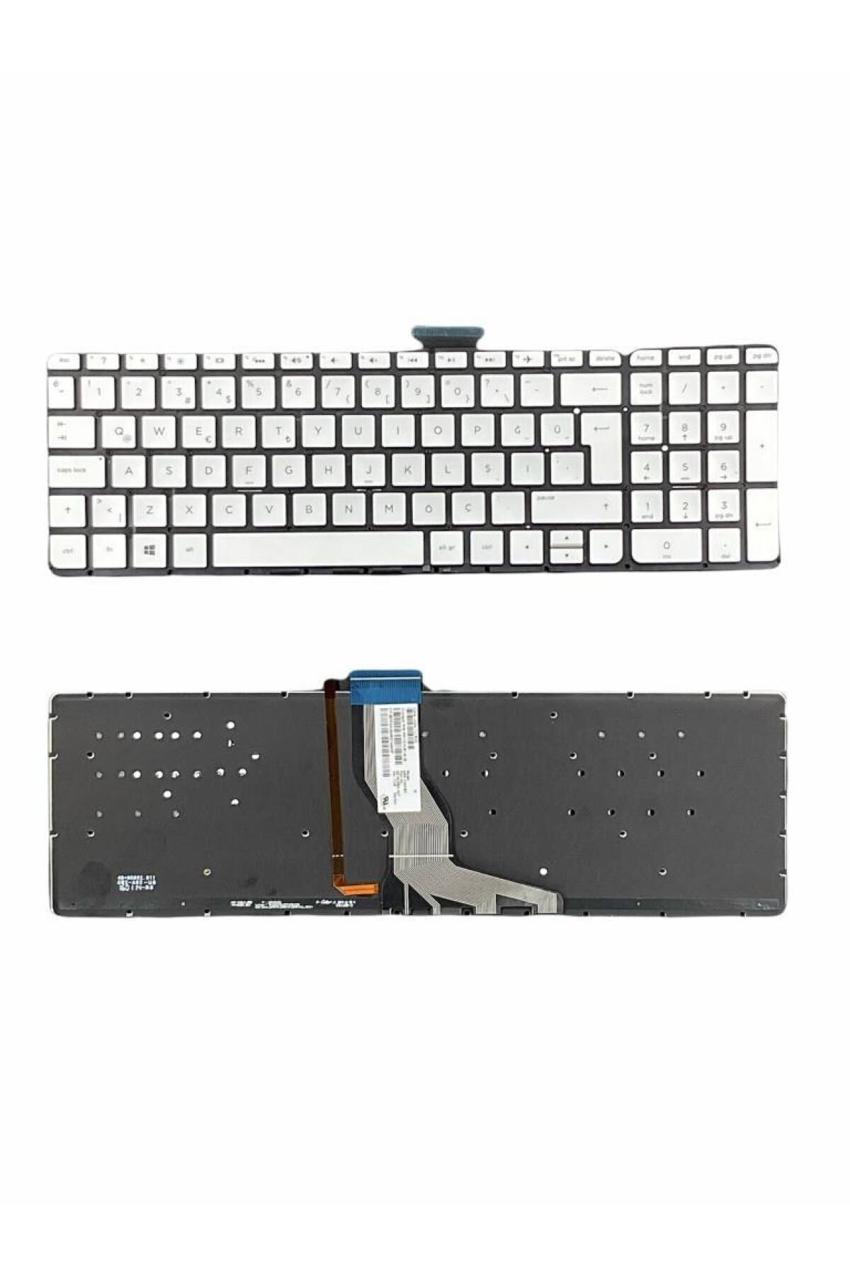Hp ile Uyumlu Pavilion 15-ab000nt, 15-ab002nt, 15-ab003nt Işıklı Klavye Gümüş Gri TR