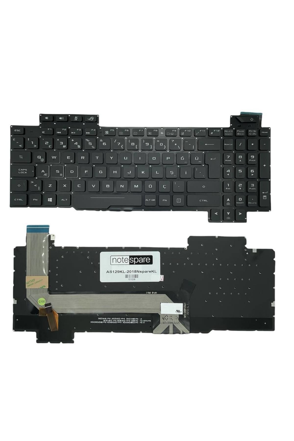 Asus ile Uyumlu ROG 90NB0GL1-R31TU0, 90NR00E1-R31TU0 Notebook Klavye Işıklı Siyah TR