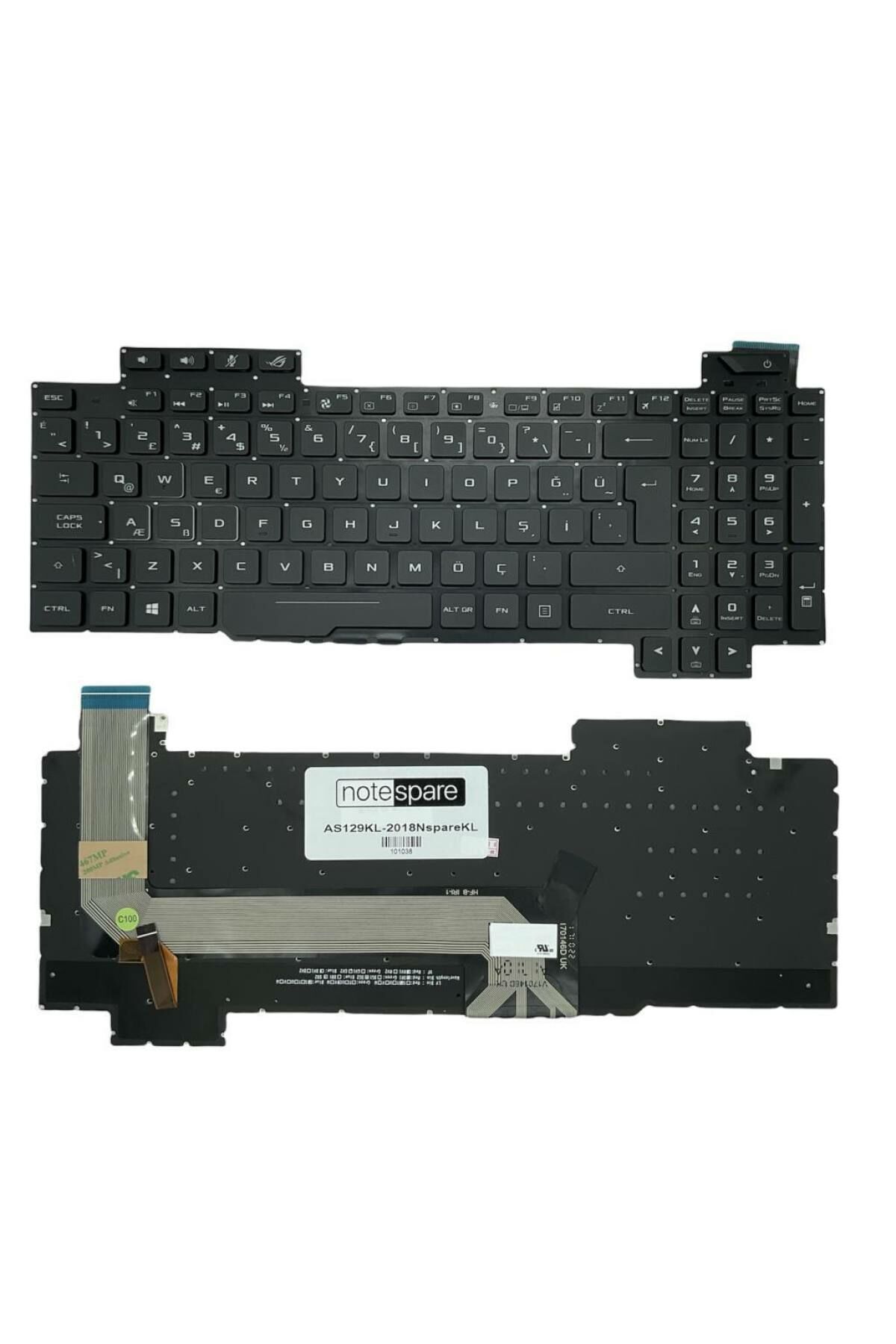 Asus ile Uyumlu ROG GL703GE, GL703GM, GL703GS, GL703VD Notebook Klavye Işıklı Siyah TR