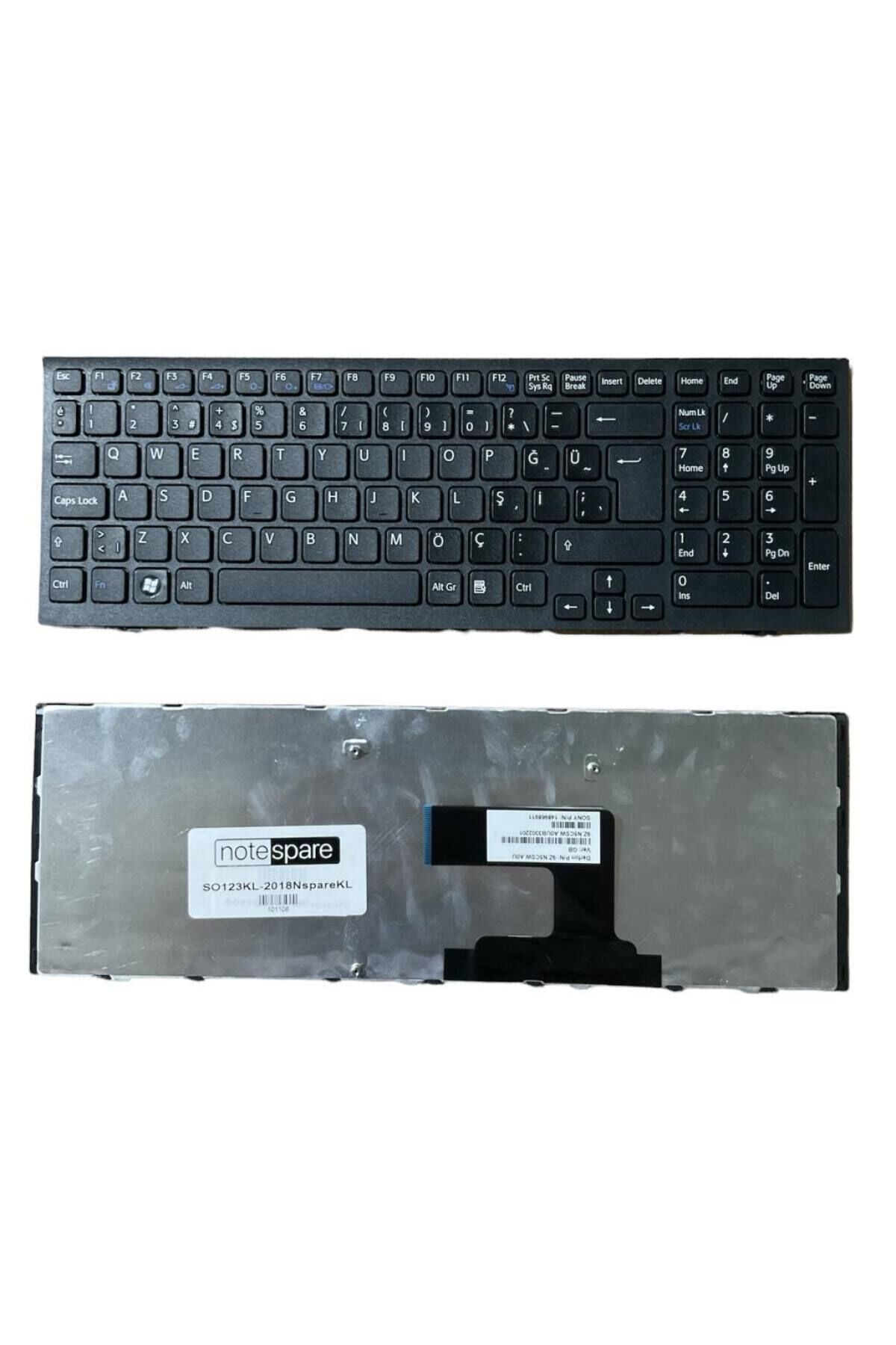 Sony ile Uyumlu 9Z.N5CSW.A0L, 9Z.N5CSW.B0F, 9Z.N5CSW.B0T, 9Z.N5CSW.C01 Notebook Klavye Siyah TR