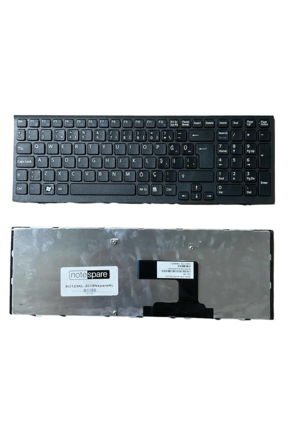 Sony ile Uyumlu Vaio VPC-EL26FX, VPC-EL26FX/B, VPC-EL26FX/W Notebook Klavye Siyah TR