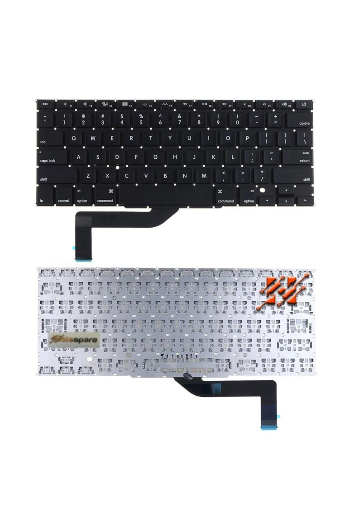 Macbook ile Uyumlu Pro 15'' A1398 (Mid 2014) Notebook Klavye Siyah TR Küçük Enter Versiyon
