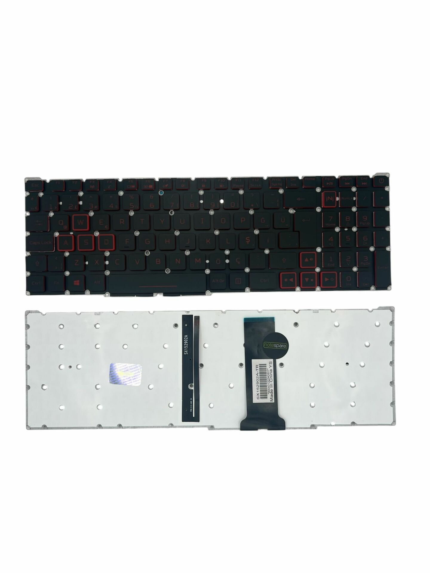 Acer ile Uyumlu Nitro 5 AN515-55 NH.Q7JEY.005 Işıklı Klavye Siyah TR ( Kırmızı Aydınlatma Versiyon )