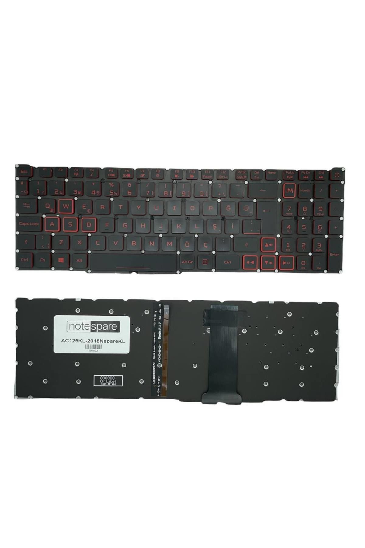 Acer ile Uyumlu Nitro 5 AN515-55 NH.Q7PEY.001 Işıklı Klavye Siyah TR ( Kırmızı Aydınlatma Versiyon )