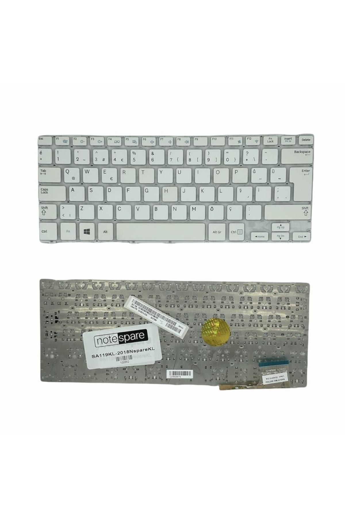 Samsung ile Uyumlu Np905S3G-K01TR, Np905S3G-K04TR, Np905S3G-K08TR Notebook Klavye Beyaz TR