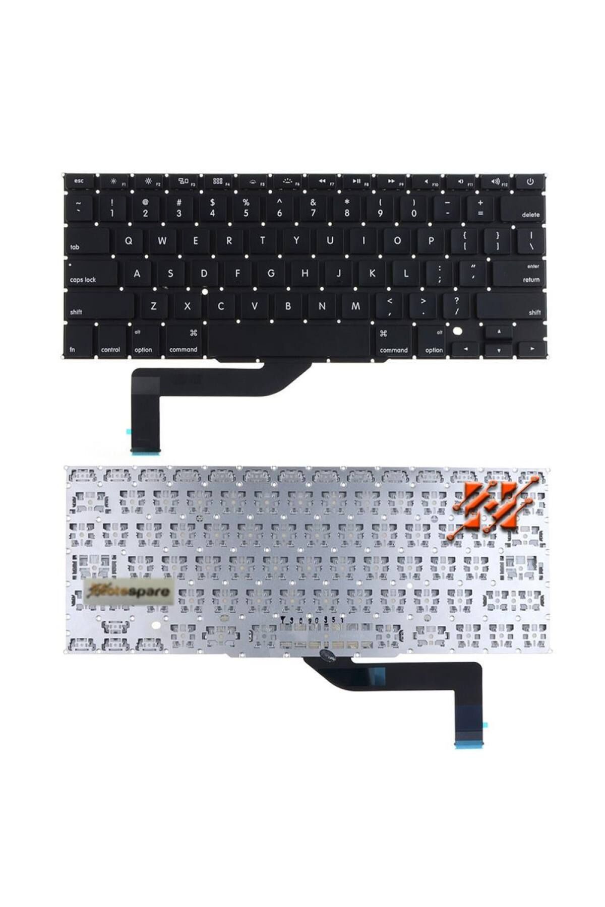 Macbook ile Uyumlu Pro 15'' A1398 MJLT2LL/A Notebook Klavye Siyah TR Küçük Enter Versiyon
