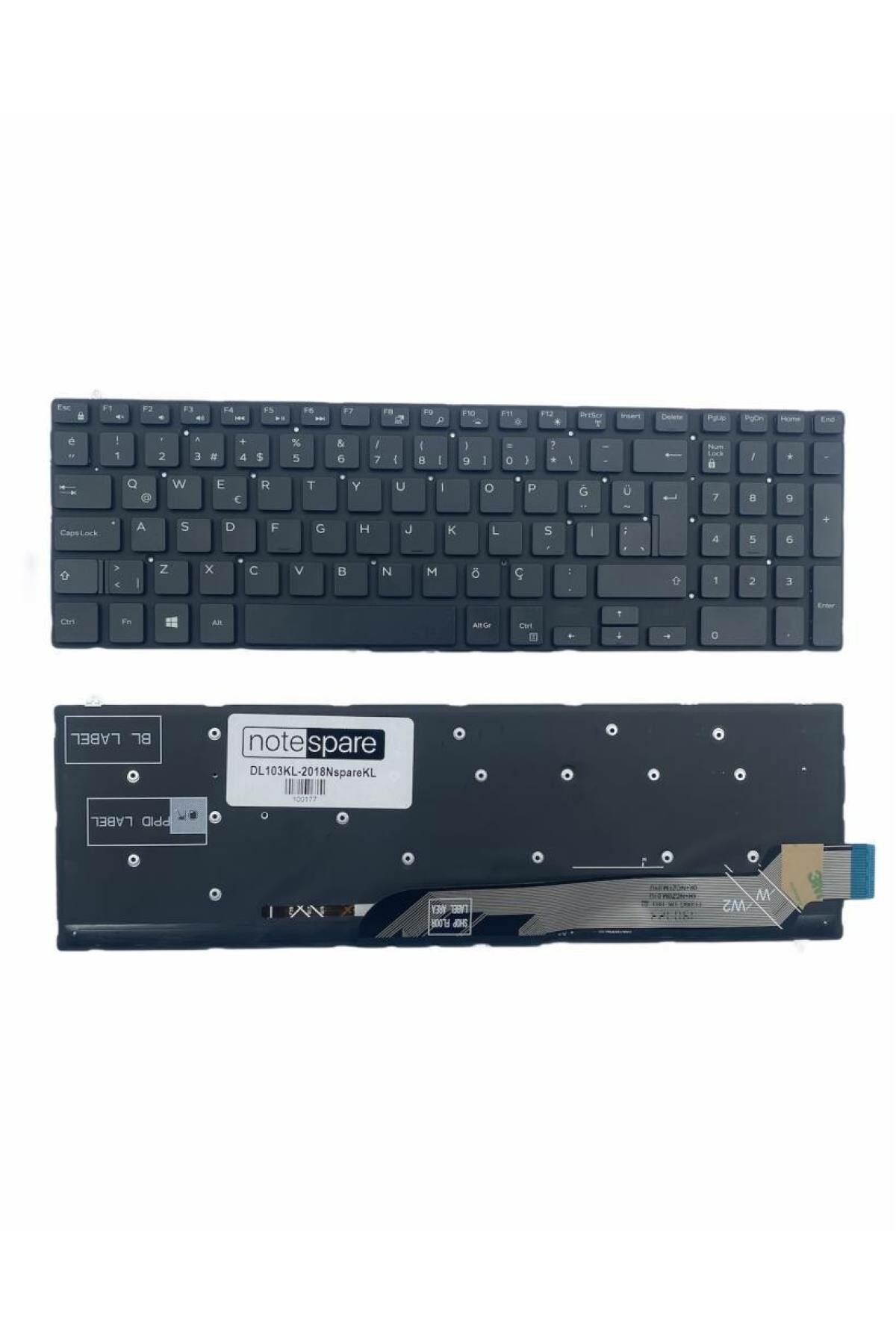 Dell ile Uyumlu Inspiron G3 15-FB75D128F81C, G3 15-FB75D256F161C Işıklı Klavye Siyah TR