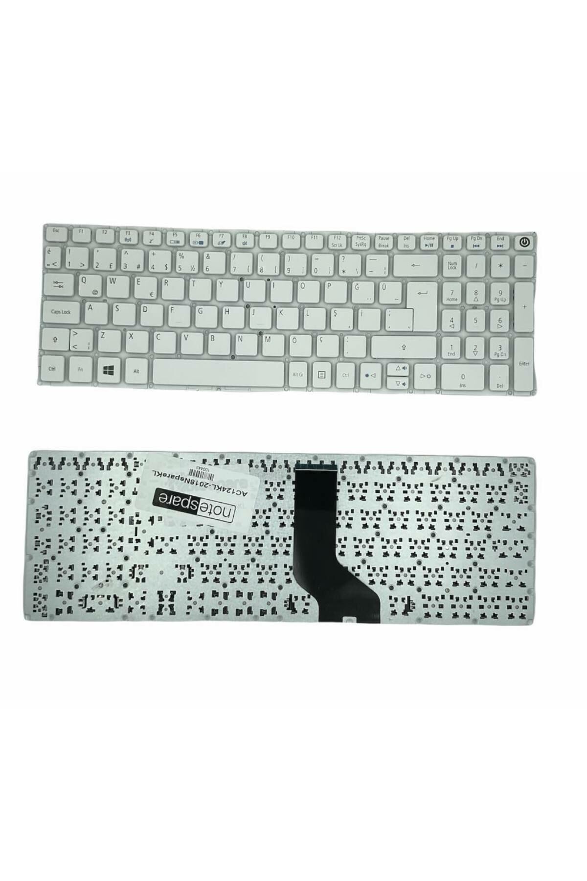 Acer ile Uyumlu Aspire E5-573 NX.MVHEY.005, E5-573 NX.MVHEY.008 Notebook Klavye Beyaz TR