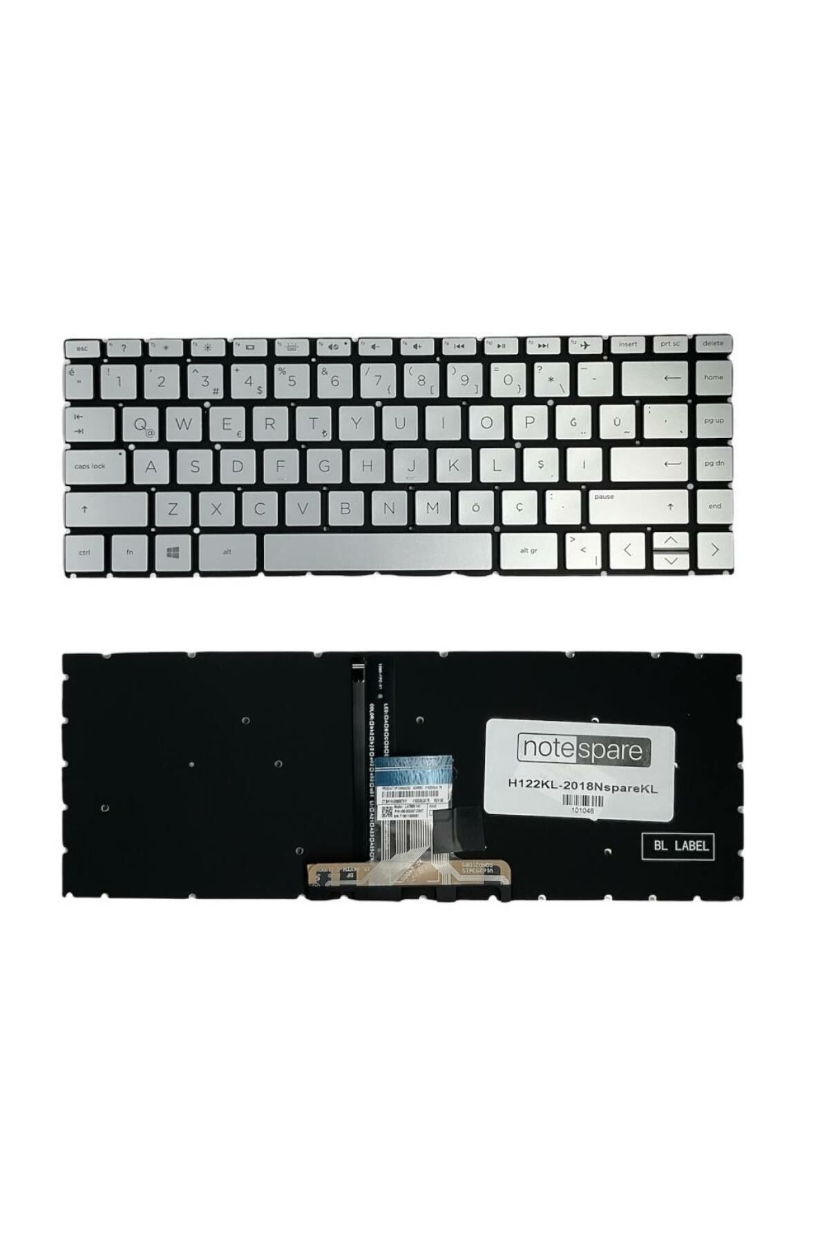 Hp ile Uyumlu L53788-141, L53790-001, L53790-141, L53793-001 Notebook Klavye Işıklı Gümüş Gri TR