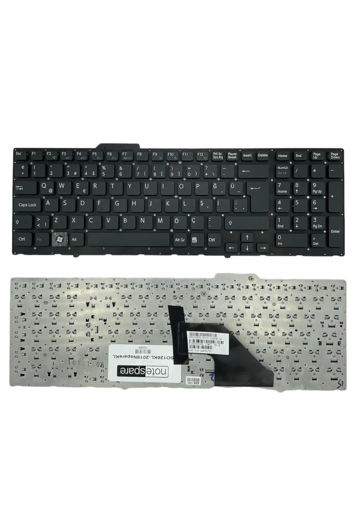 Sony ile Uyumlu 148781731, 1-487-811-11, 9Z.N3S82.B01, 9Z.N3S82.C01 Notebook Klavye Siyah TR