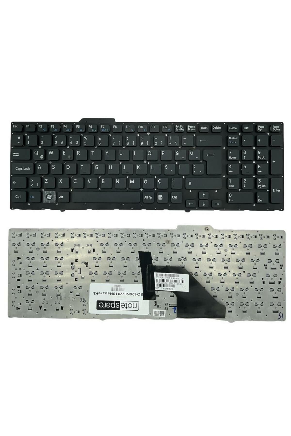 Sony ile Uyumlu Vaio VPCF13J8E, VPCF13L0E, VPCF13L4E, VPCF13L8E Notebook Klavye Siyah TR