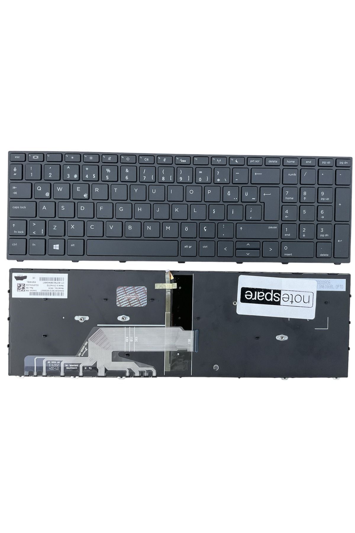 Hp ile Uyumlu ProBook 450 G5 (2XY64EA), 450 G5 (2XZ50ES) Işıklı Notebook Klavye Siyah TR