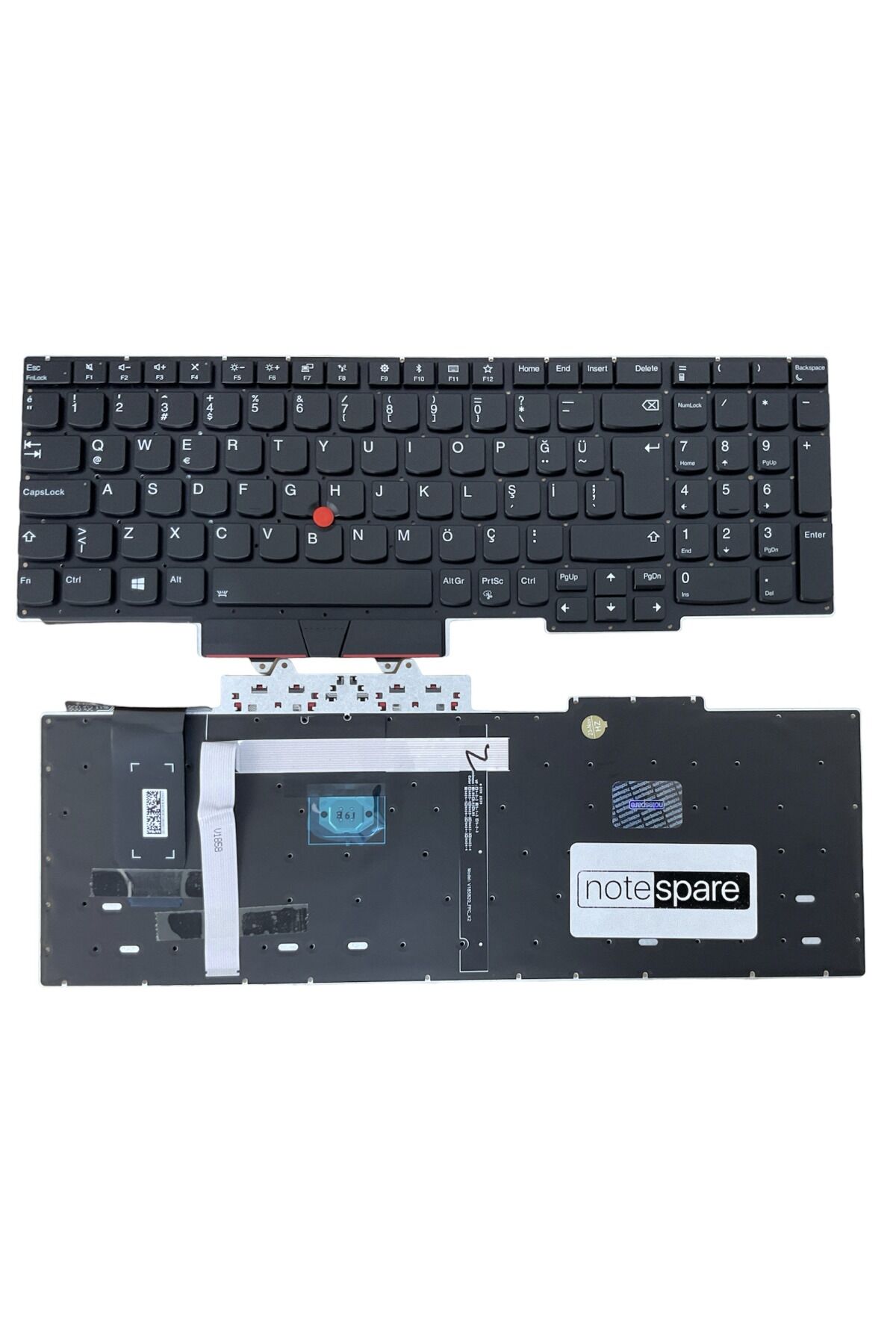 Lenovo ile Uyumlu Thinkpad E15 (Gen2) 20T8001RTX, E15 (Gen2) 20T8001TTX Klavye Işıklı Siyah TR