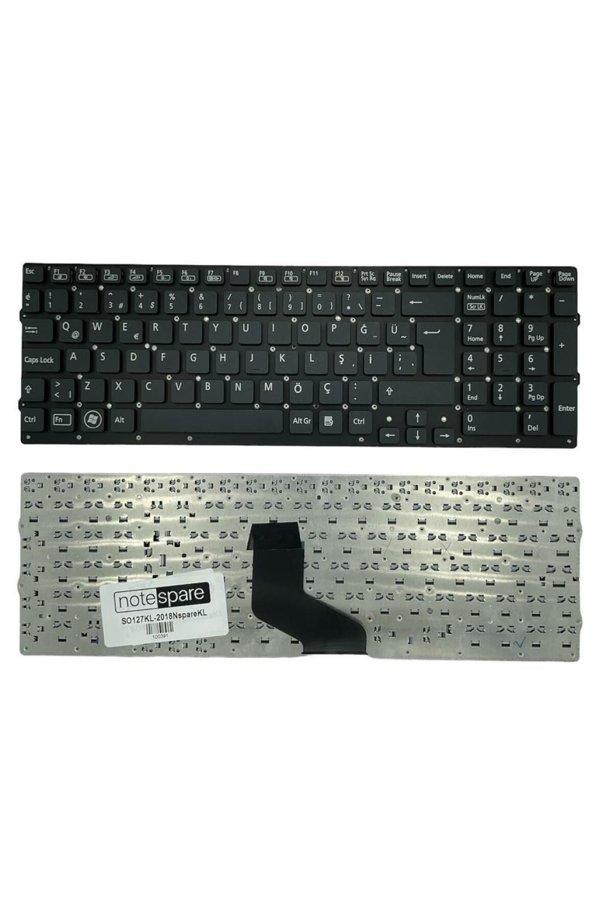 Sony ile Uyumlu VPCF22M1E, VPC-F22M1E, VPCF22S1E/B, VPC-F22S1E/B Notebook Klavye Siyah TR