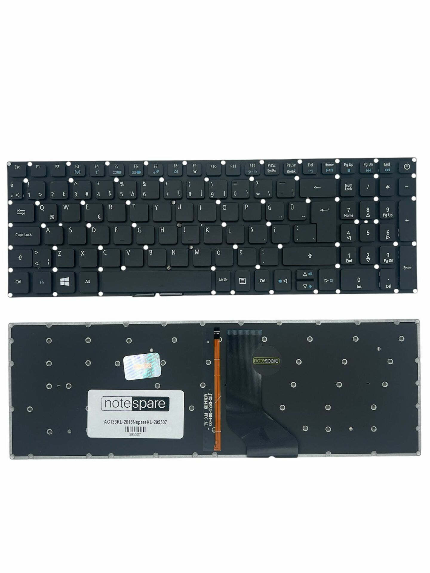 Acer ile Uyumlu Aspire E5-573G NX.MW2EY.001, E5-573G NX-MVMEY-025 Işıklı Klavye Siyah TR