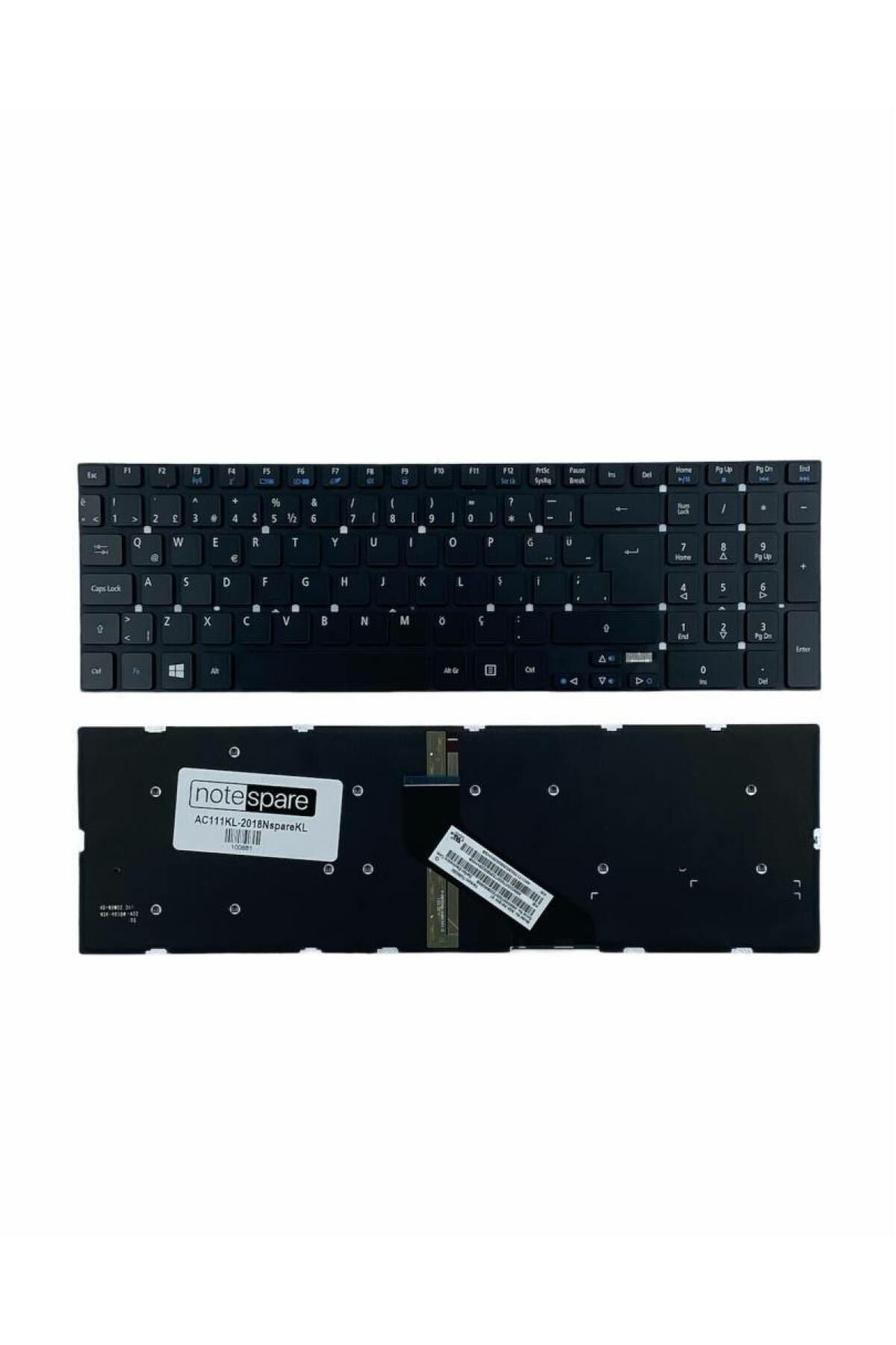 Acer ile Uyumlu Aspire V17 Nitro VN7-791G-78M4, VN7-791G-78S8 Notebook Işıklı Klavye Siyah TR
