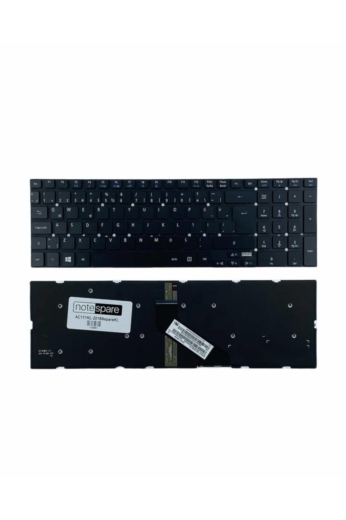 Acer ile Uyumlu NKI17170G0, NSK-R61BW 0T Notebook Işıklı Klavye Siyah TR
