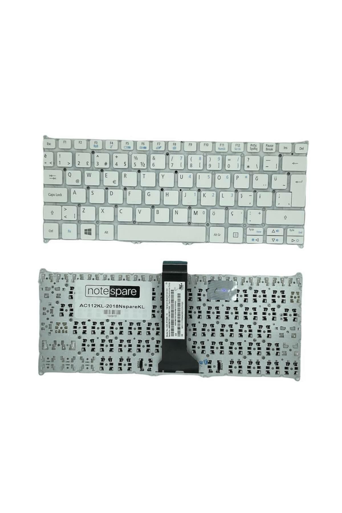 Acer ile Uyumlu Aspire E3-111-C15R, E3-111-C6YP, E3-112-C1X8 Notebook Klavye Beyaz TR