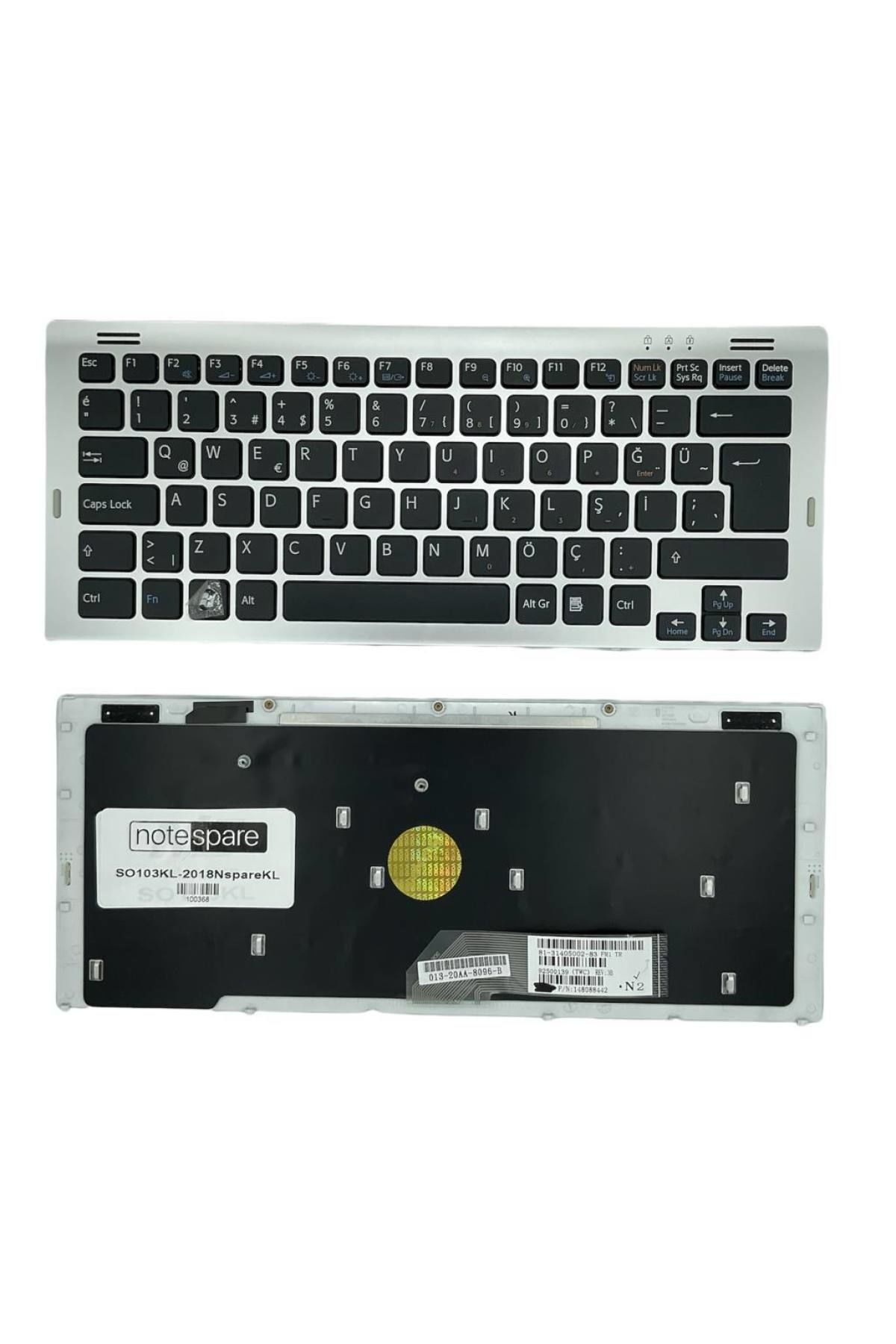 Sony ile Uyumlu Vaio VGN-SR190PFB, VGN-SR205N, VGN-SR205NB Notebook Klavye Gümüş Gri TR