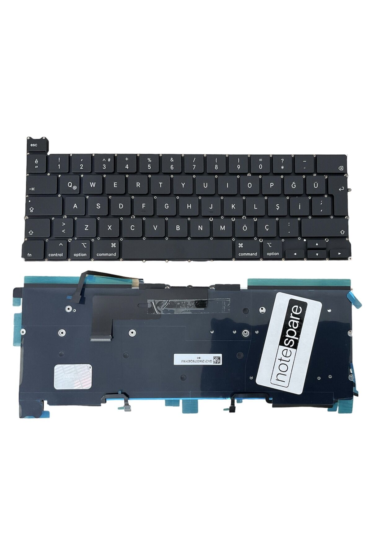 MacBook ile Uyumlu Pro 13'' A2289 (EMC 3456) Klavye Işıklı Siyah Büyük Enter Versiyon TR