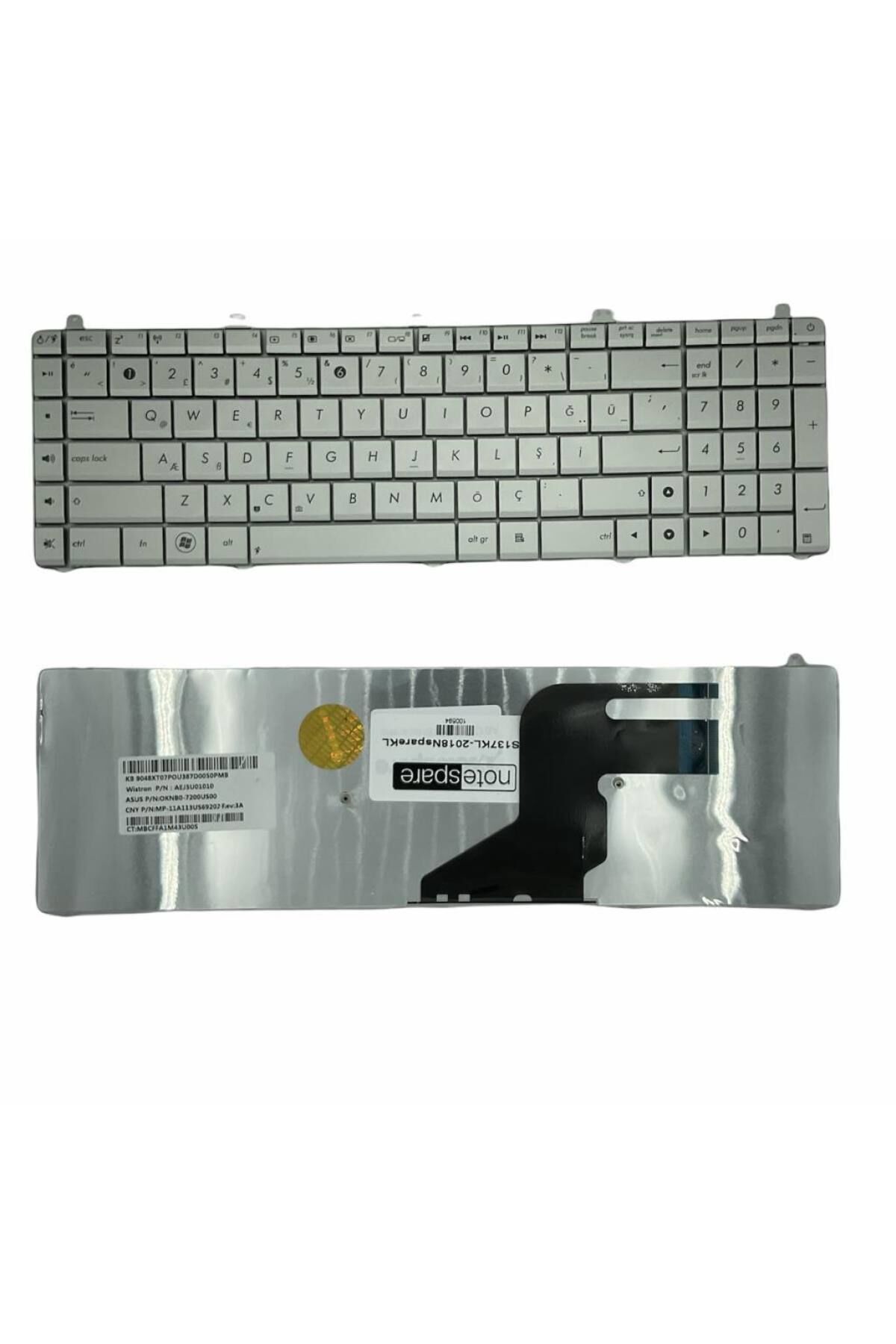 Asus ile Uyumlu 04GN5F1KUI00-2, 04GN5F1KUS00-2, 04GN5F2KUS00-2 Notebook Klavye Gümüş Gri TR