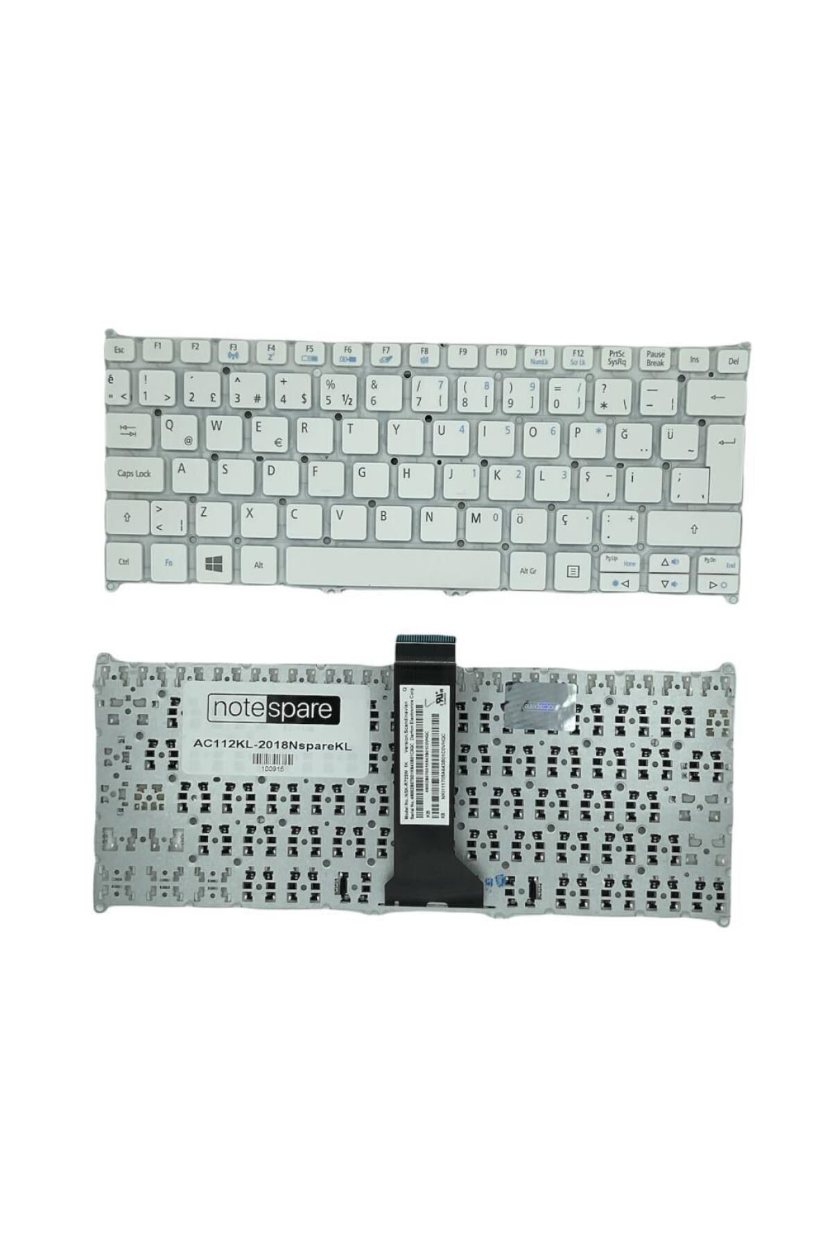 Acer ile Uyumlu Aspire R3-131T-C0UZ, R3-131T-C265, R3-131T-C527 Notebook Klavye Beyaz TR