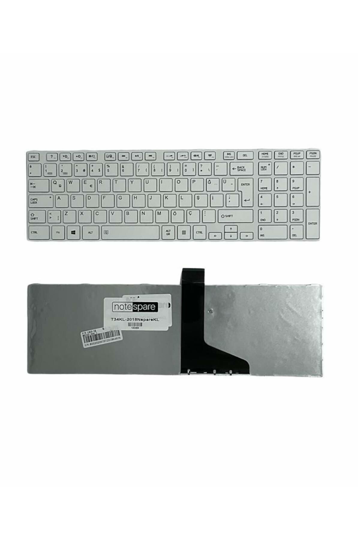 Toshiba ile Uyumlu Satellite C855-192, C855-1DN, C855-1EE Klavye Çerçeveli Beyaz TR