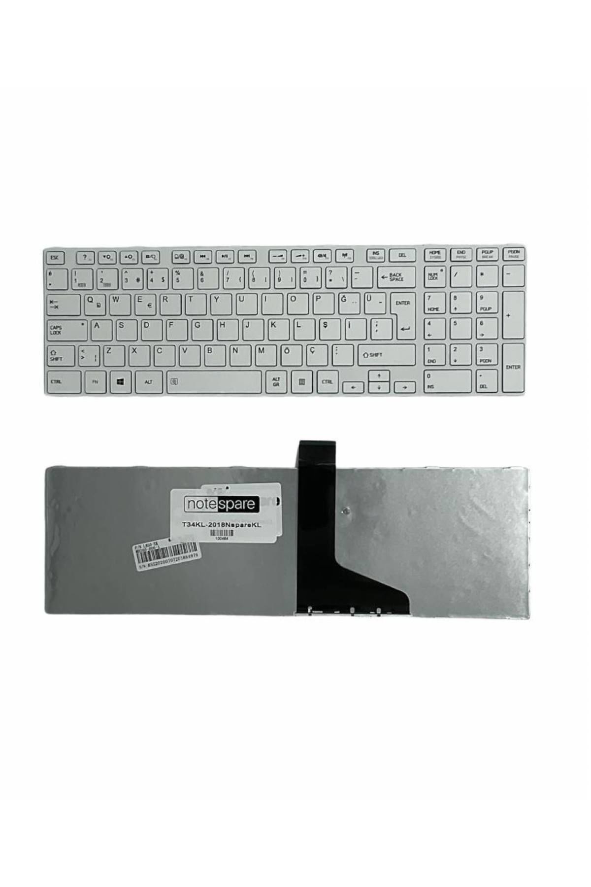 Toshiba ile Uyumlu Satellite C855-1RU, C855-1RV, C855-1RX Klavye Çerçeveli Beyaz TR