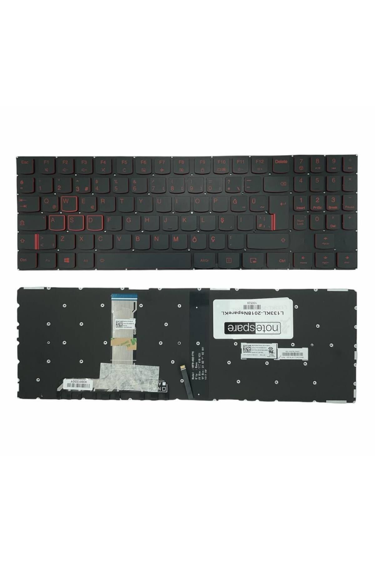 Lenovo ile Uyumlu Legion Y530-15ICH 81FV00B8TX Notebook Klavye Işıklı Siyah TR