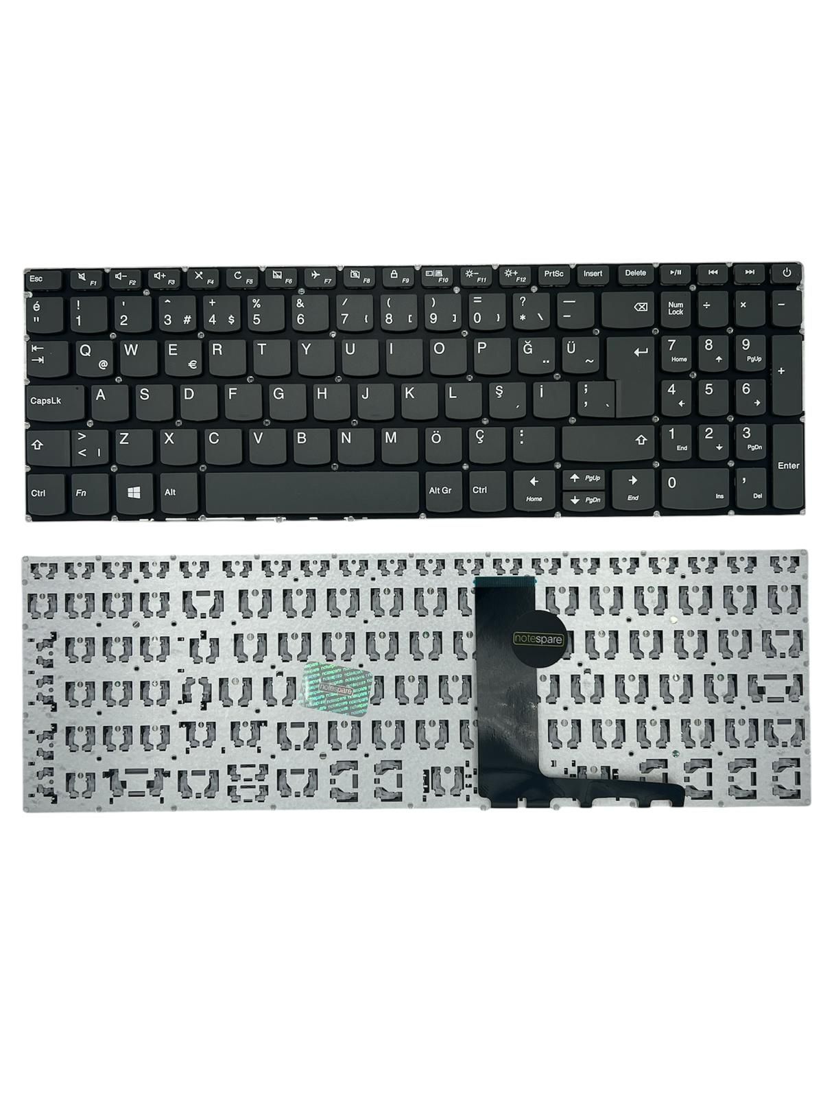 Lenovo ile Uyumlu V15-ADA type 82C7 Klavye Füme TR Power Tuşlu Versiyon